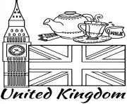 Coloriage royaume uni drapeau big ben