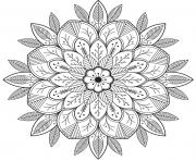 Coloriage mandala fleur et feuilles pour adulte