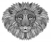 Coloriage mandala animaux adulte tete de lion