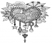 Coloriage coeur adulte saint valentin zentangle