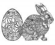 Coloriage oeuf et lapin de paques adulte