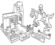 Coloriage lego pony farm showjumping