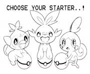 Coloriage grookey scorbunny sobble