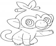 Coloriage pokemon grookey grass type