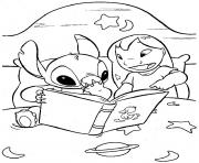 Coloriage lilo et stitch aiment faire la lecture