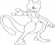 Coloriage Mewtwo legendaire generation 1