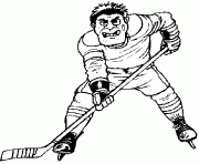 Coloriage dessin d un joueur de hockey qui veut recuperer la rondelle