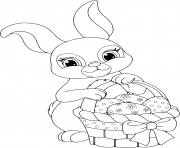 Coloriage lapin de paques avec panier et œufs