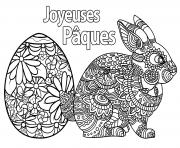 Coloriage oeuf et lapin de paques joyeuse paques