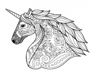 Coloriage licorne adulte zentangle