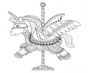 Coloriage licorne manege adulte zentangle