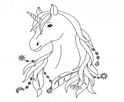 Coloriage licorne simple noir et blanc