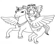 Coloriage petite fille sur cheval