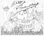 Coloriage adulte lapin de paques