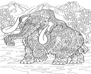 Coloriage mammoth Elephant Adulte Zentangle