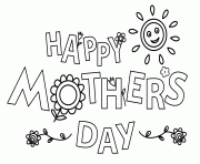 Coloriage happy mothers day fleurs et soleil