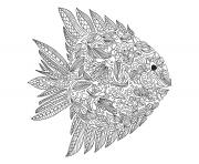 Coloriage zentangle poisson mondes aquatiques