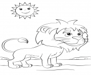 Coloriage cute cartoon lion sun