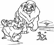 Coloriage le roi lion avec pumbaa et timon