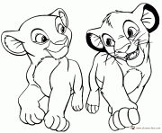 Coloriage simba et nala roi lion