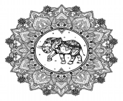 Coloriage adulte mandala elephant inde