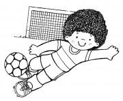 Coloriage petit garcon gardien de but foot