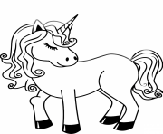 Coloriage licorne kawaii avec belle chevelure