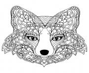 Coloriage adulte difficile tete renard