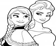 Coloriage les soeurs et princesses anna et elsa