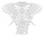 Coloriage elephant adulte animal zentangle