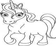 Coloriage licorne kawaii princesse facile