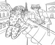 Coloriage miraculous dans la ville de paris en amoureux