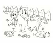 Coloriage poney a la ferme