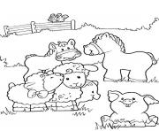 Coloriage bebe animaux de la ferme souriant