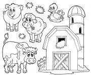 Coloriage une ferme avec animaux