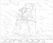 Coloriage Jeanne d Arc brulant sur le pieu