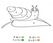 Coloriage magique cp un escargot sur une feuille