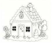 Coloriage maison pain depice noel neige