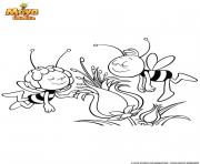 Coloriage Gulli Maya et Willy adorent les fleurs