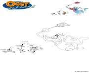 Coloriage Oggy poursuit les cafards