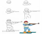 Coloriage comment dessiner biathlon