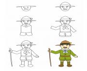 Coloriage comment dessiner robert baden powell