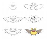 Coloriage comment dessiner chauve souris