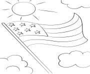 Coloriage cartoon usa drapeau