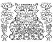 Coloriage adulte mandala chat zen