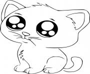 Coloriage chat kawaii manga mignon