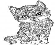 Coloriage adulte mandala mignon chaton