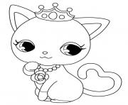 Coloriage chat princesse kawaii