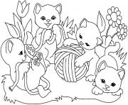 Coloriage chaton mignon jouent