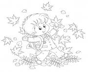 Coloriage enfant joyeux de feter action de grace